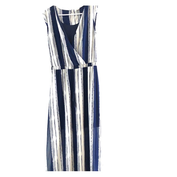 White and navy striped maxi dress - Picture 1 of 1